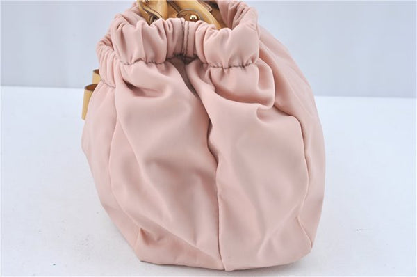 Auth Salvatore Ferragamo Vara Nylon Enamel 2Way Shoulder Hand Bag Pink SF J1992