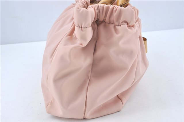 Auth Salvatore Ferragamo Vara Nylon Enamel 2Way Shoulder Hand Bag Pink SF J1992