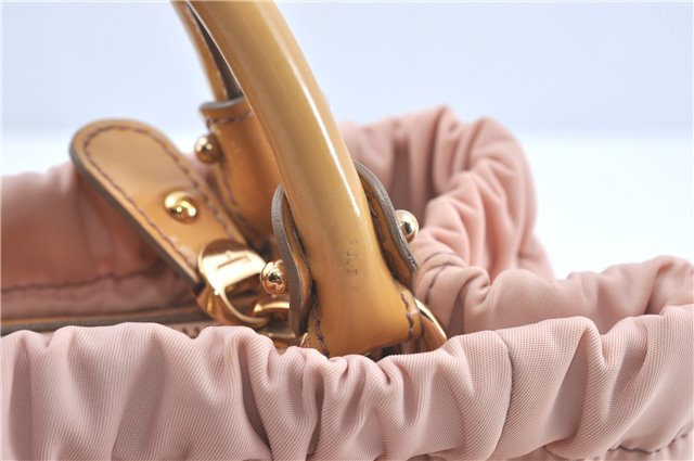 Auth Salvatore Ferragamo Vara Nylon Enamel 2Way Shoulder Hand Bag Pink SF J1992