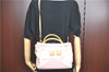 Auth Salvatore Ferragamo Vara Nylon Enamel 2Way Shoulder Hand Bag Pink SF J1992