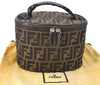 Authentic FENDI Zucca Vanity Bag Pouch Purse Canvas Leather Brown J1993