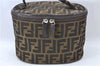 Authentic FENDI Zucca Vanity Bag Pouch Purse Canvas Leather Brown J1993