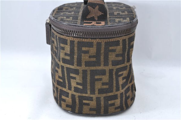 Authentic FENDI Zucca Vanity Bag Pouch Purse Canvas Leather Brown J1993