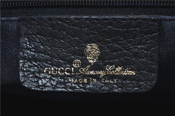 Authentic GUCCI Sherry Line Hand Boston Bag GG PVC Leather Blue Navy J1994