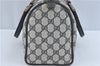 Authentic GUCCI Sherry Line Hand Boston Bag GG PVC Leather Navy Blue Junk J1996