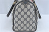 Authentic GUCCI Sherry Line Hand Boston Bag GG PVC Leather Navy Blue Junk J1996