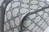 Authentic GUCCI Sherry Line Hand Boston Bag GG PVC Leather Navy Blue Junk J1996