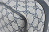 Authentic GUCCI Sherry Line Hand Boston Bag GG PVC Leather Navy Blue Junk J1996