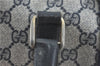 Authentic GUCCI Sherry Line Hand Boston Bag GG PVC Leather Navy Blue Junk J1996