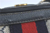 Authentic GUCCI Sherry Line Hand Boston Bag GG PVC Leather Navy Blue Junk J1996