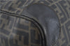 Authentic FENDI Zucca Travel Boston Bag PVC Leather Brown Black  J1998