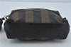 Authentic FENDI Pequin Vanity Case Hand Bag Pouch PVC Leather Brown Black J1999