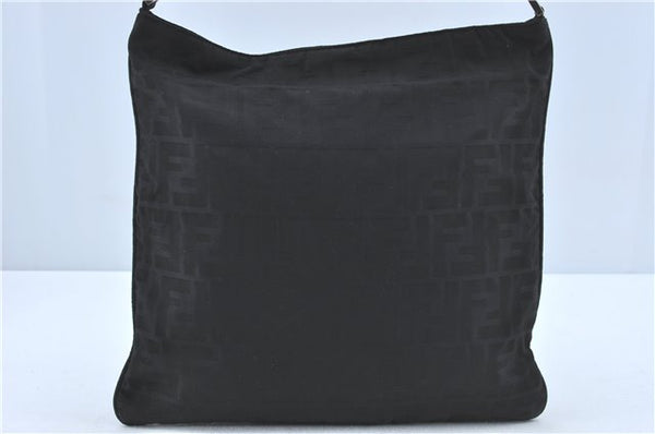 Authentic FENDI Zucca Shoulder Hand Bag Purse Nylon Leather Black J2002