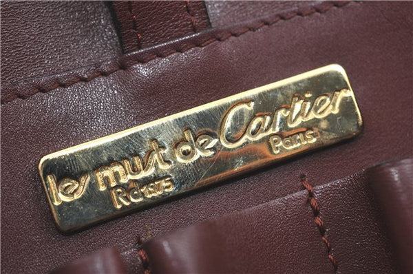 Authentic Cartier Must de Cartier Leather Shoulder Cross Bag Bordeaux Red J2003