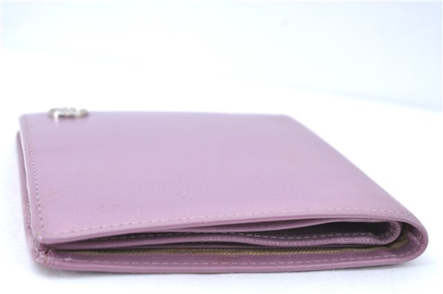 Authentic CHANEL Calf Skin Bifold Wallet Purse Light Purple CC Logo J2005