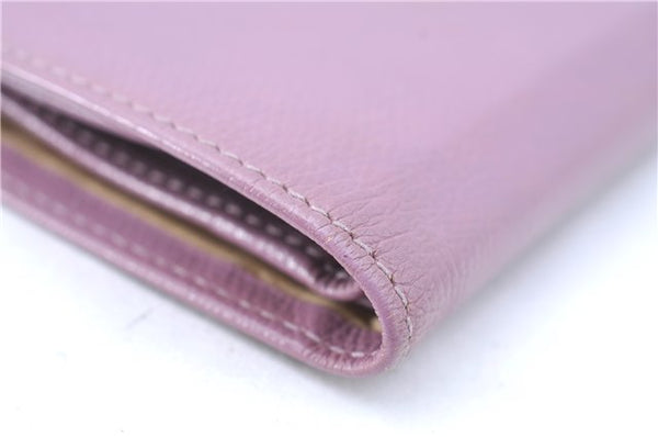 Authentic CHANEL Calf Skin Bifold Wallet Purse Light Purple CC Logo J2005