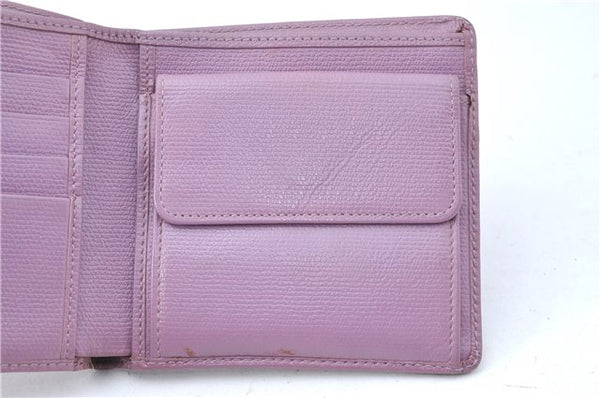 Authentic CHANEL Calf Skin Bifold Wallet Purse Light Purple CC Logo J2005