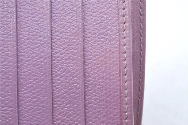 Authentic CHANEL Calf Skin Bifold Wallet Purse Light Purple CC Logo J2005