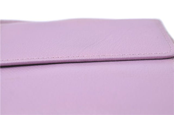 Authentic CHANEL Calf Skin Bifold Wallet Purse Light Purple CC Logo J2005