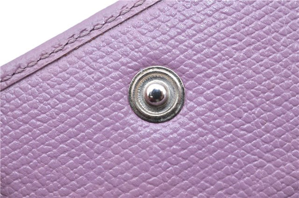 Authentic CHANEL Calf Skin Bifold Wallet Purse Light Purple CC Logo J2005