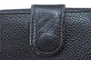 Authentic CHANEL Caviar Skin CC Logo Bifold Wallet Purse Black J2006