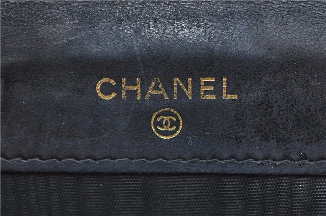 Authentic CHANEL Caviar Skin CC Logo Bifold Wallet Purse Black J2006