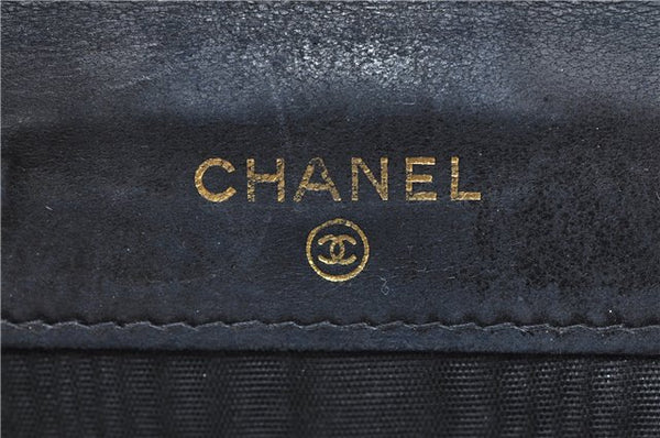 Authentic CHANEL Caviar Skin CC Logo Bifold Wallet Purse Black J2006