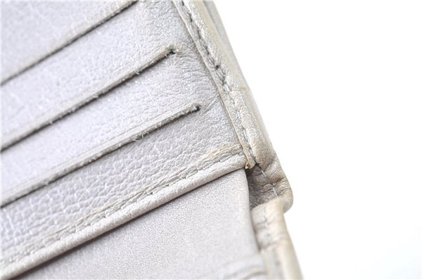 Authentic CHANEL Calf Skin Bifold Wallet Purse Ivory CC Logo J2008