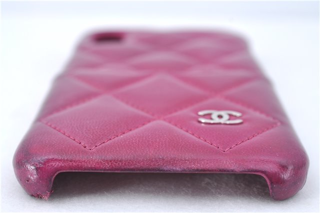 Authentic CHANEL Calf Skin CC Logo Matelasse iPhone Case X XS Pink J2012