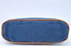 Authentic HERMES Bolide 16 Pouch Cosmetic Purse Canvas Cotton Leather Blue J2015