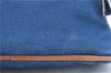 Authentic HERMES Bolide 16 Pouch Cosmetic Purse Canvas Cotton Leather Blue J2015