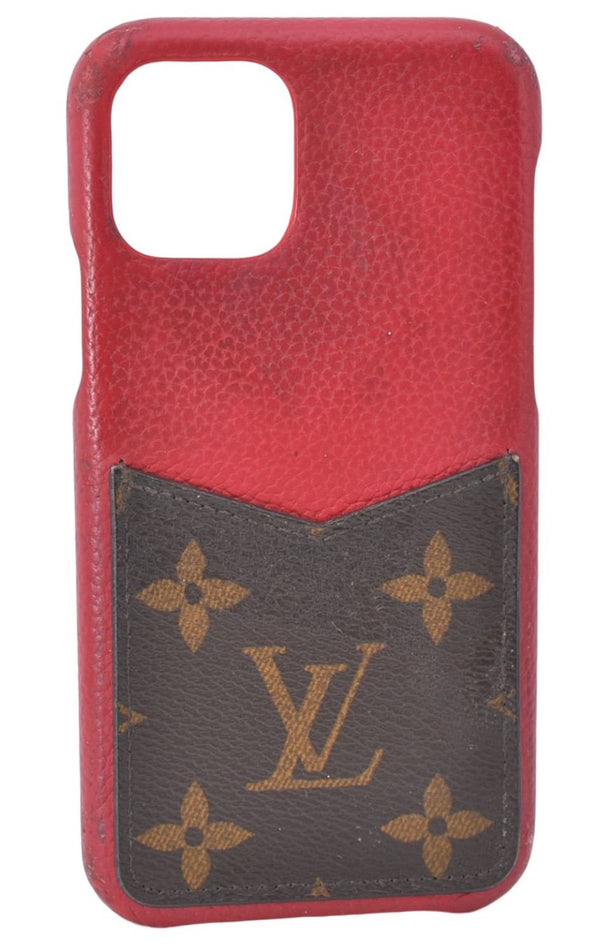 Auth Louis Vuitton Monogram Bumper 11 Pro Max IPhone Case Red M69095 LV J2026