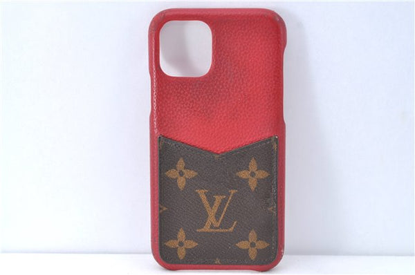 Auth Louis Vuitton Monogram Bumper 11 Pro Max IPhone Case Red M69095 LV J2026