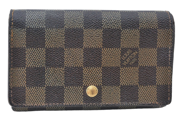 Auth Louis Vuitton Damier Porte Monnaie Billets Tresor Wallet N61730 LV J2053