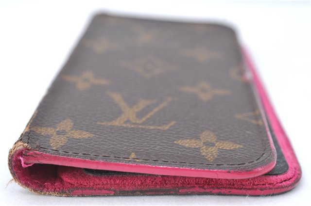 Authentic Louis Vuitton Monogram Folio Iphone 7 8 Case Pink M61906 LV J2058