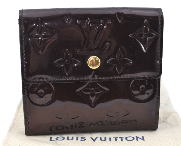 Louis Vuitton Vernis Porte Monnaie Billets Cartes Credit Wallet Wine Red J2083