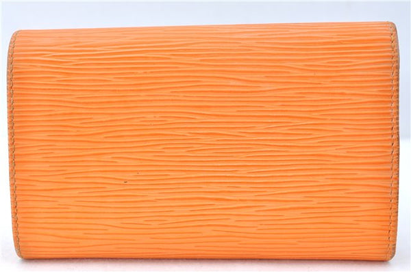 Auth Louis Vuitton Epi Porte Monnaie Billets Tresor Wallet Light Orange J2089