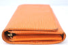 Auth Louis Vuitton Epi Porte Monnaie Billets Tresor Wallet Light Orange J2089