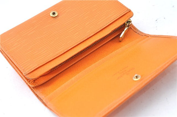 Auth Louis Vuitton Epi Porte Monnaie Billets Tresor Wallet Light Orange J2089