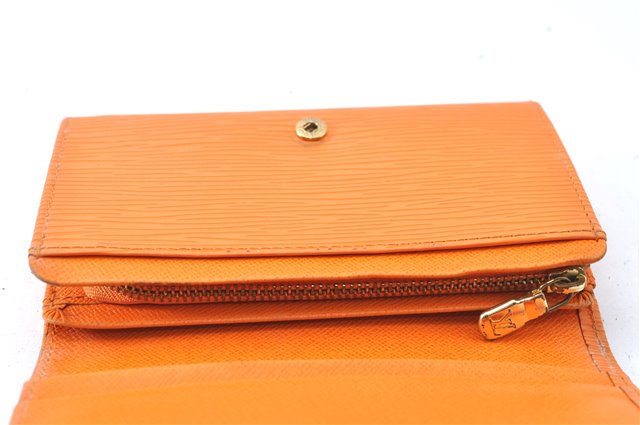 Auth Louis Vuitton Epi Porte Monnaie Billets Tresor Wallet Light Orange J2089