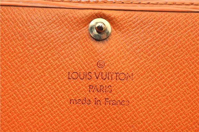 Auth Louis Vuitton Epi Porte Monnaie Billets Tresor Wallet Light Orange J2089