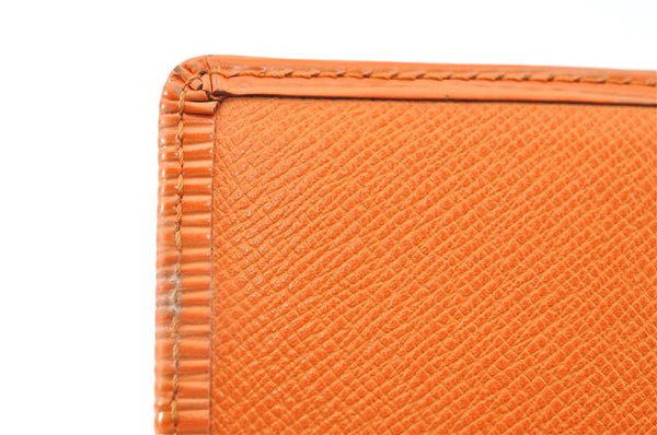 Auth Louis Vuitton Epi Porte Monnaie Billets Tresor Wallet Light Orange J2089