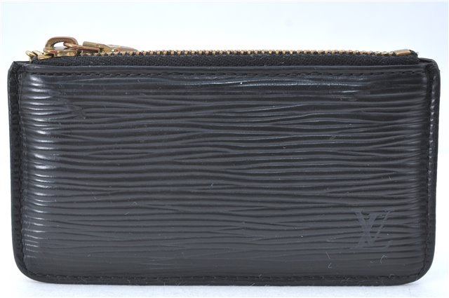 Authentic Louis Vuitton Epi Pochette Cles Coin Case Black M63802 LV J2091