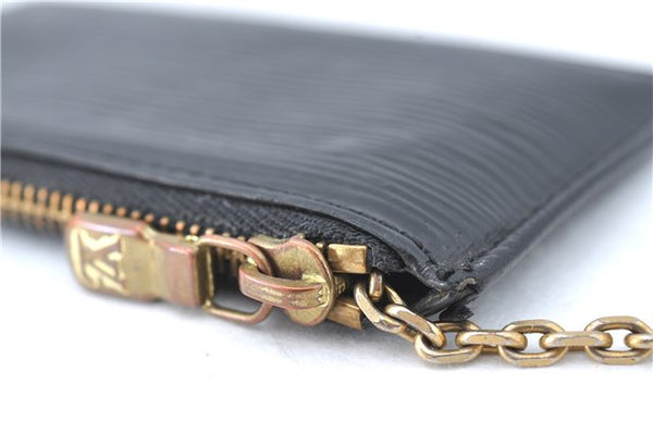 Authentic Louis Vuitton Epi Pochette Cles Coin Case Black M63802 LV J2091