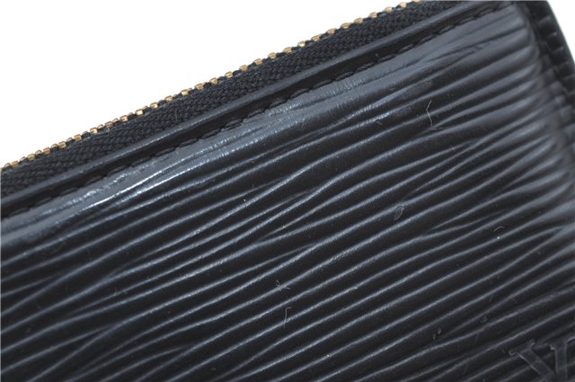 Authentic Louis Vuitton Epi Pochette Cles Coin Case Black M63802 LV J2091