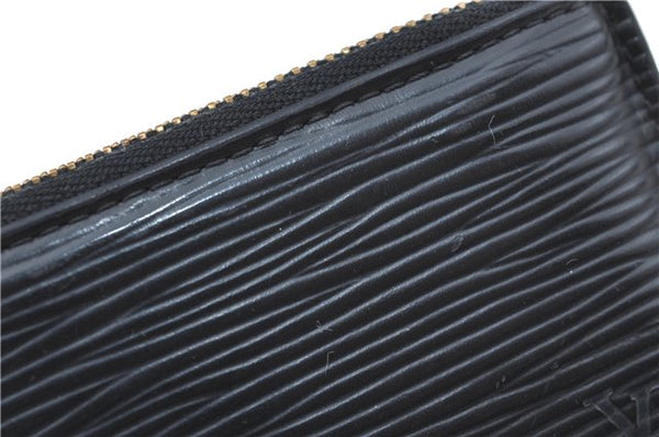 Authentic Louis Vuitton Epi Pochette Cles Coin Case Black M63802 LV J2091