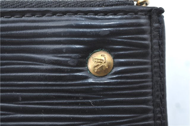 Authentic Louis Vuitton Epi Pochette Cles Coin Case Black M63802 LV J2091