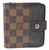 Authentic Louis Vuitton Damier Compact Zip Bifold Wallet Purse N61668 LV J2092