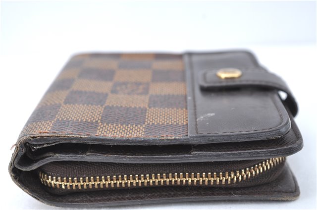 Authentic Louis Vuitton Damier Compact Zip Bifold Wallet Purse N61668 LV J2092