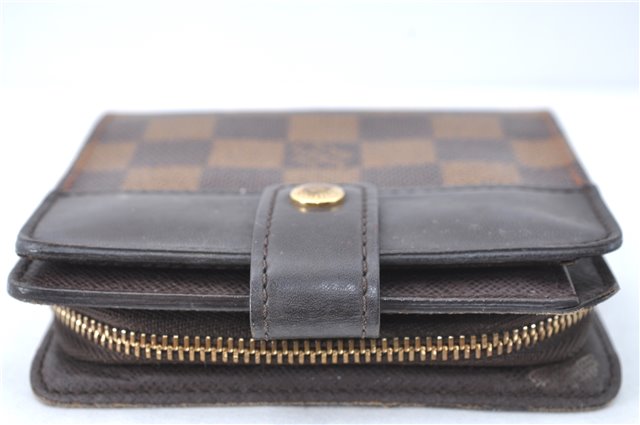 Authentic Louis Vuitton Damier Compact Zip Bifold Wallet Purse N61668 LV J2092